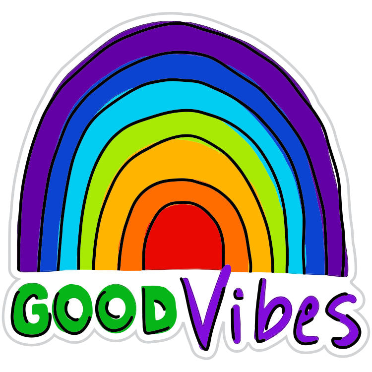 Groovy Good Vibes Rainbow Sticker