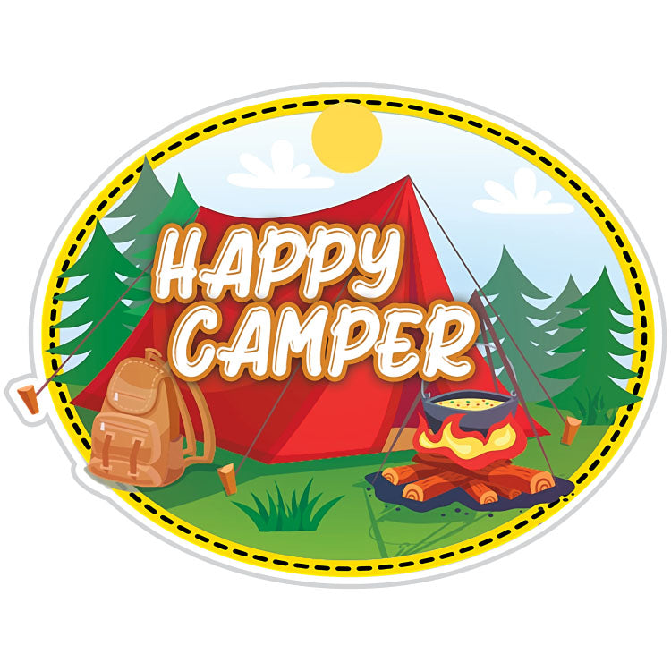 Happy Camper Tent and Campfire Sticker