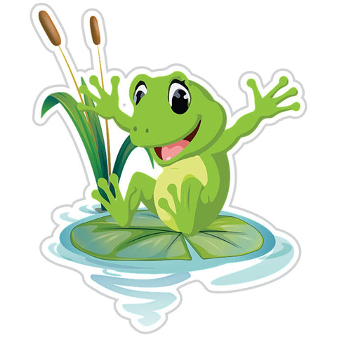 Happy Jumping Frog In A Pond Sticker