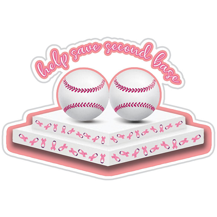 Help Save Second Base Breast Cancer Softball Sticker