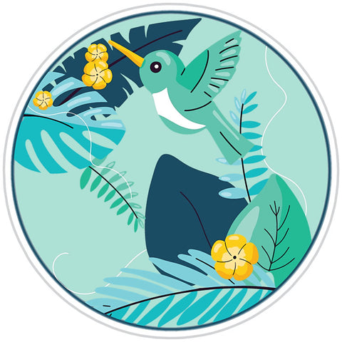 Hummingbird Sticker In Blues and Greens