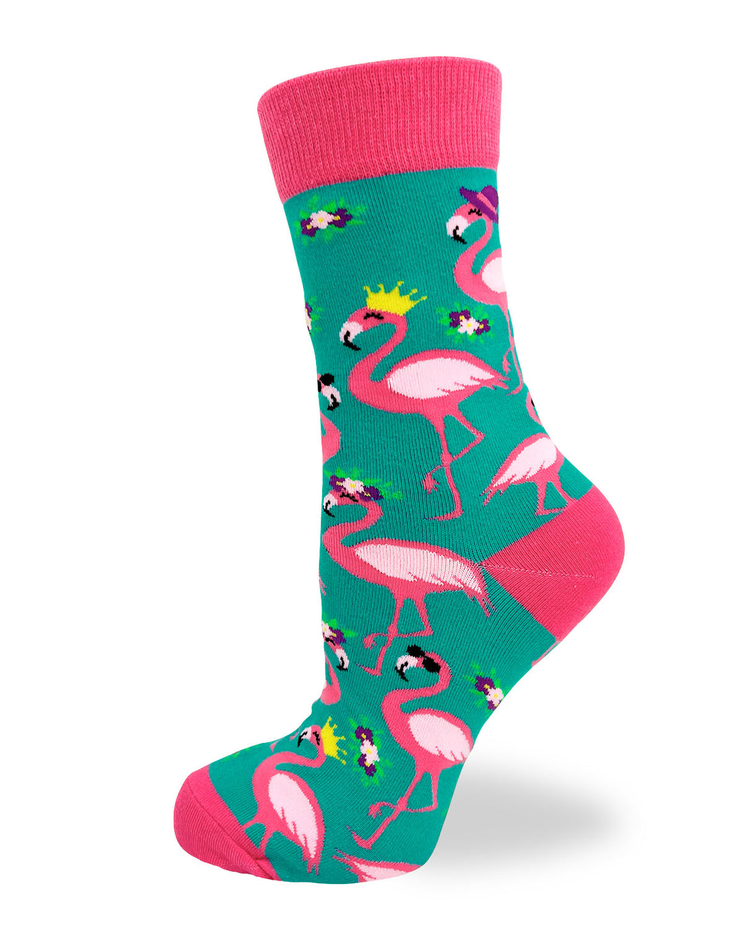 Sassy I Don't Give a Flock Ladies' Novelty Crew Socks Featuring Pink Flamingos