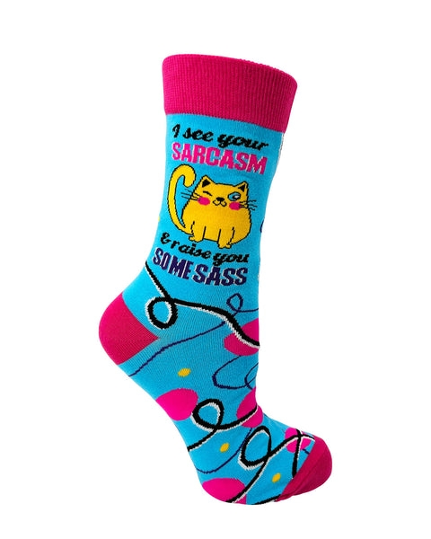 adies' Crew Socks with Cats 
