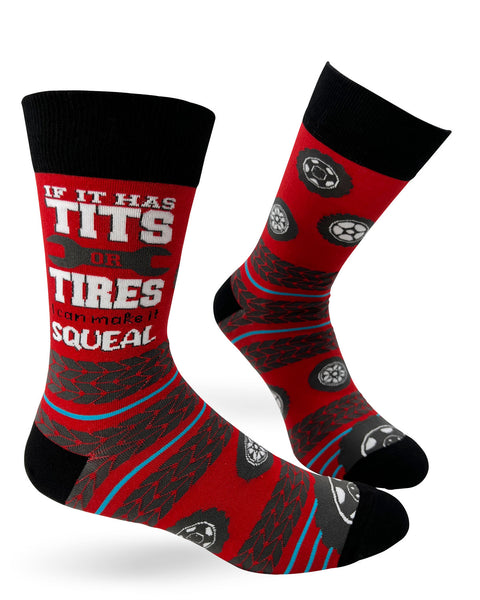 If It Has Tits Or Tires I Can Make It Squeal Men's Novelty Crew Socks