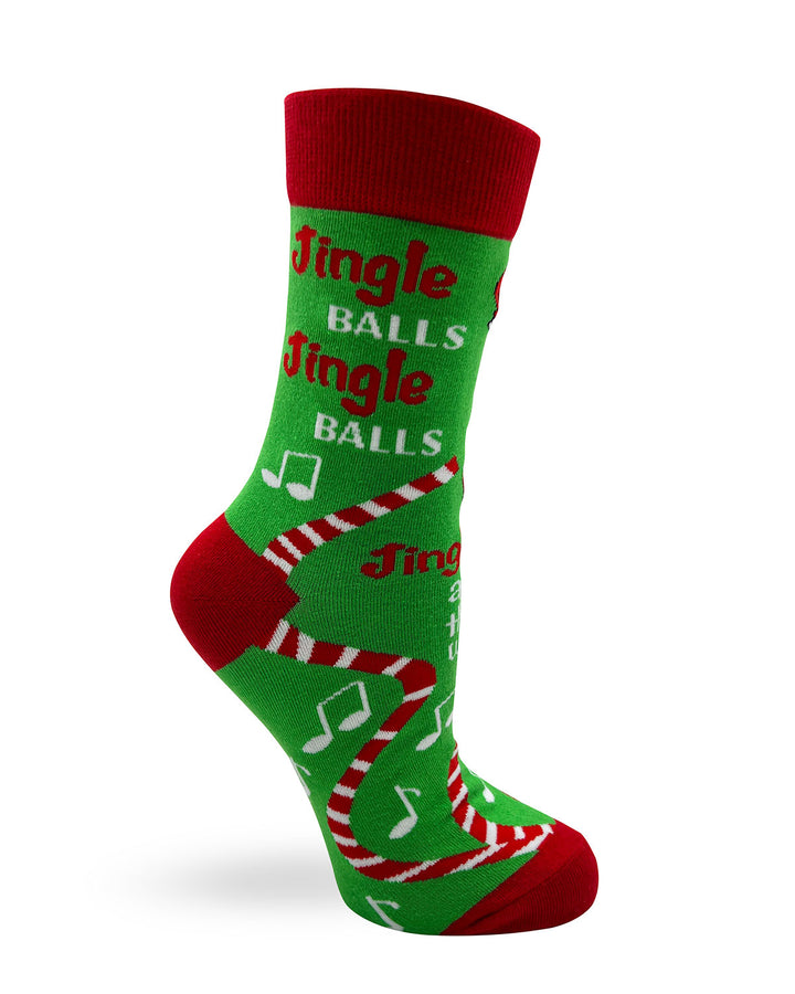 Sassy Women's Novelty Socks with funny words "Jingle balls, jingle  balls, Jingle all the way"