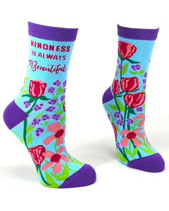 Kindness is Always Beautiful Ladies Novelty Crew Socks