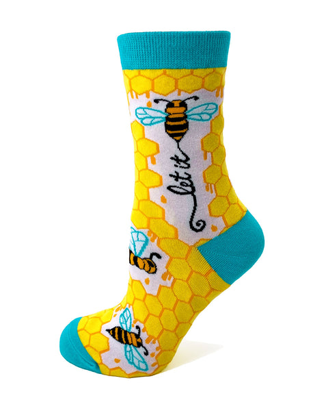 Honeycomb and a bee socks for women yellow