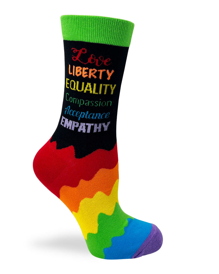 Love Liberty Equality Compassion Acceptance Empathy Women's Crew Socks