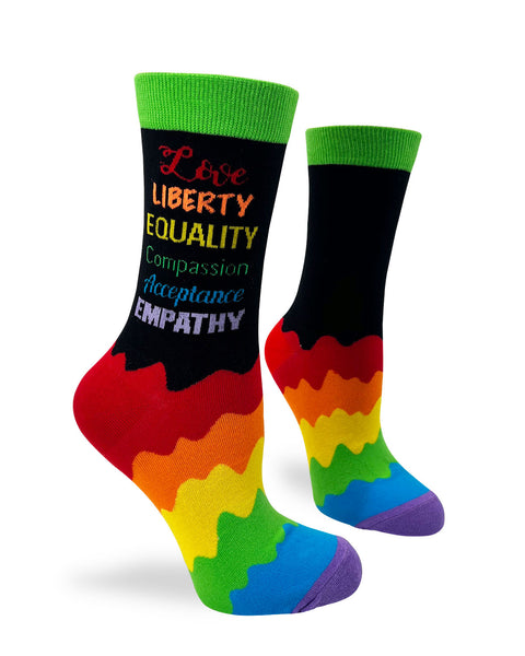Love Liberty Equality Compassion Acceptance Empathy Women's Crew Socks