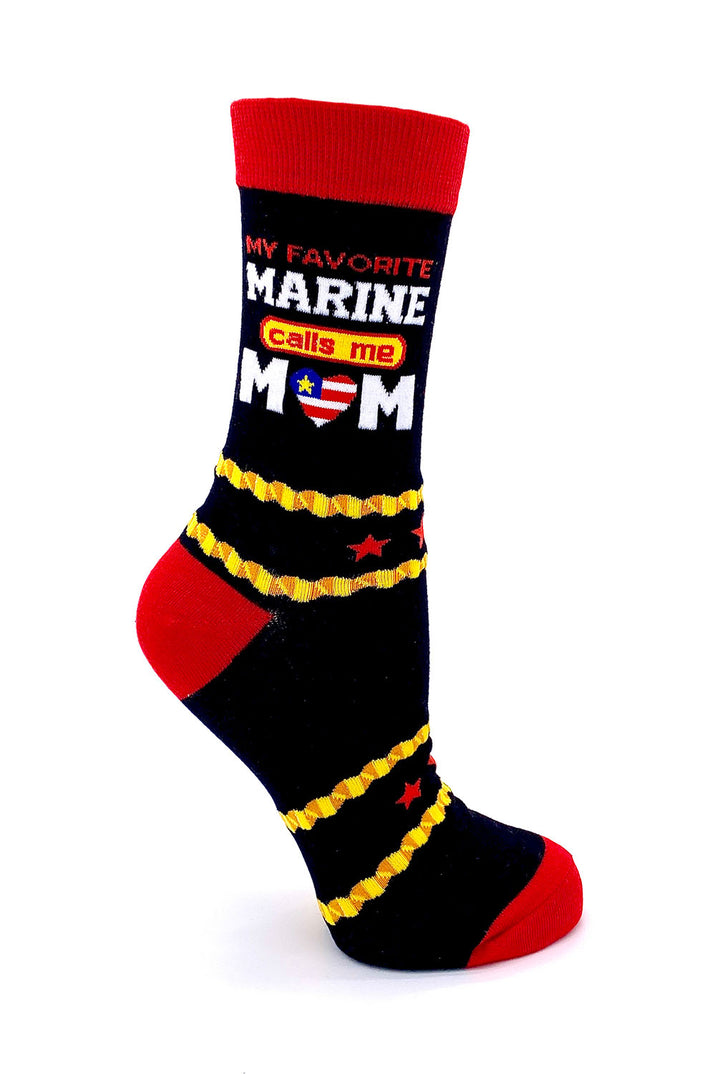 Proud marine mom gift ladies crew Socks American Flag Heart