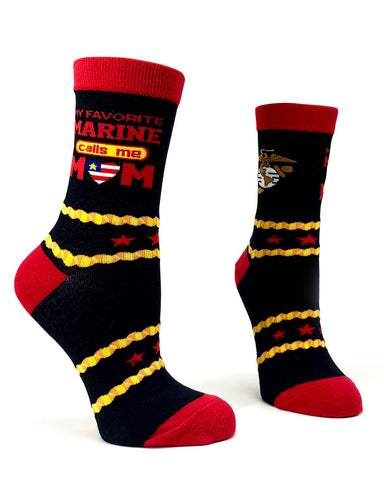 My Favorite Marine Calls Me Mom Women's Crew Socks