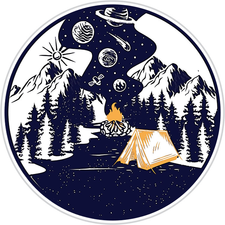 Adventure Camping At Night Sticker