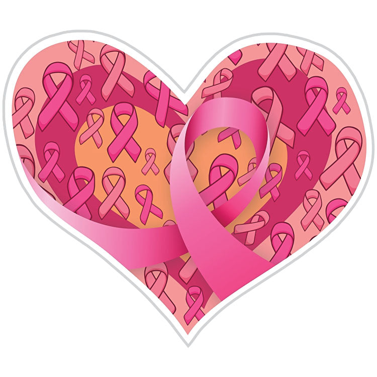 Pink Breast Cancer Heart Ribbon Sticker