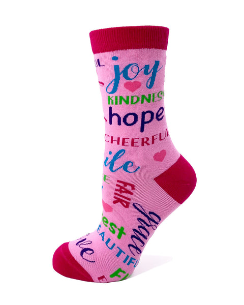 Positivity Words Ladies' Crew Socks