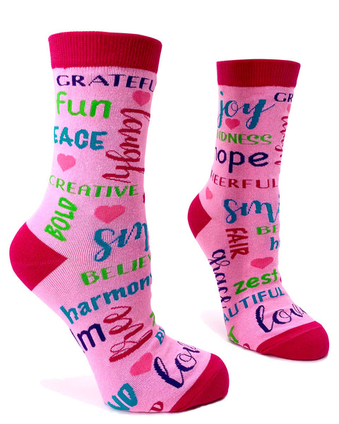 Positivity Words Women's Crew Socks