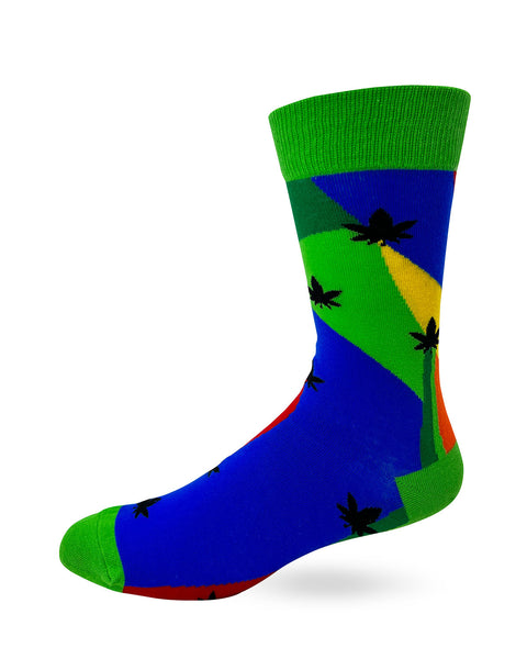 Relax Cannabis Leaves Men's Novelty Crew Socks
