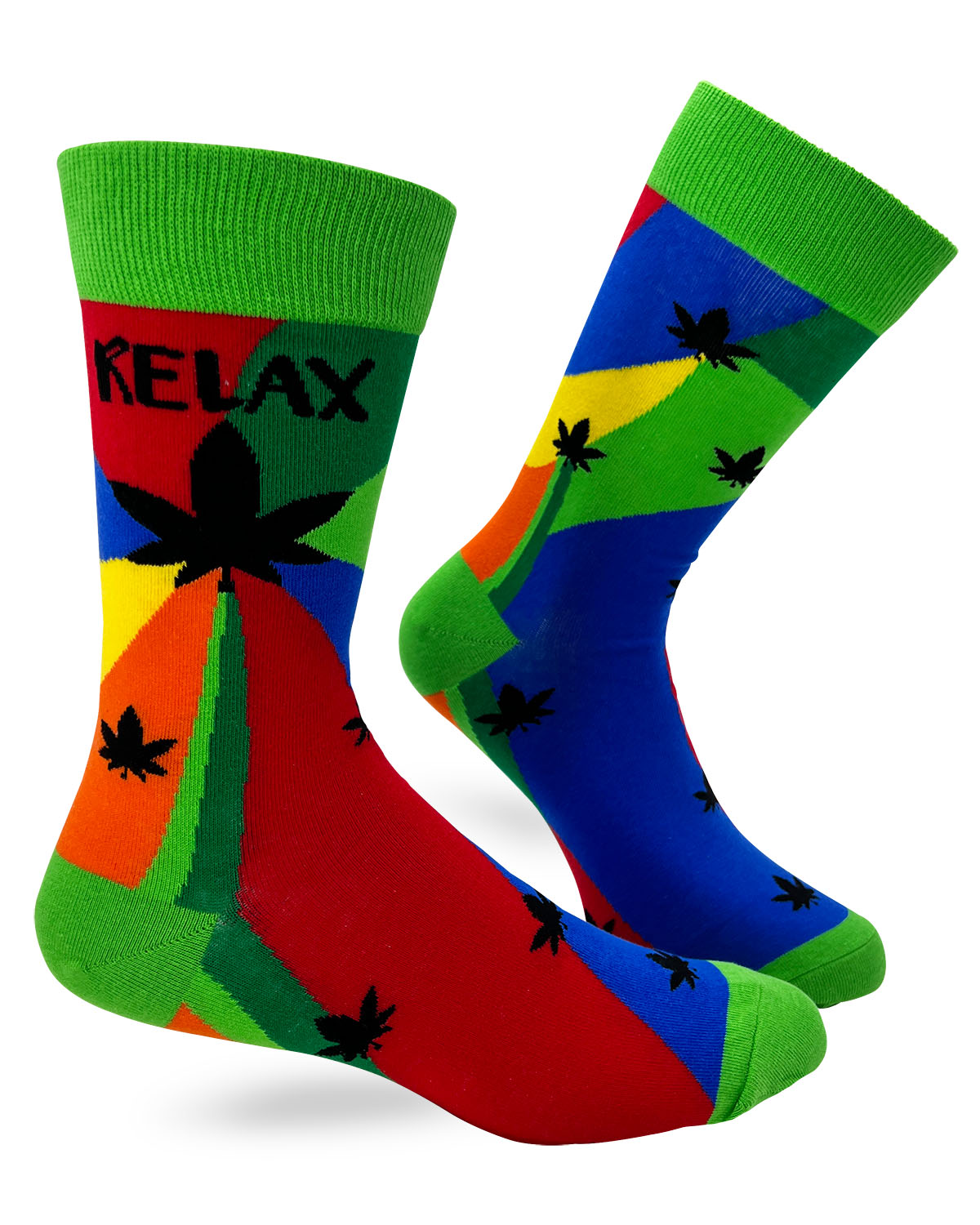 Relax Cannabis Leaves Men's Novelty Crew Socks