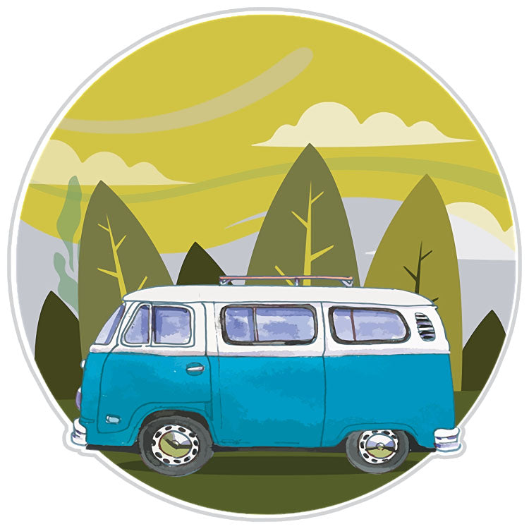 Retro Hippie Camper Scenic Sticker