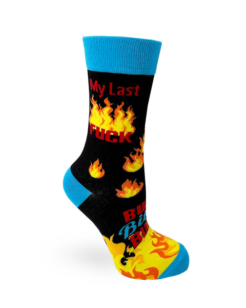 Sassy "My Last F**k. Oh Look, it's on Fire" Ladies' Novelty Crew Socks