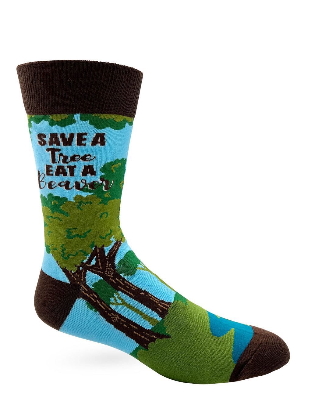 Save The Tree Eat A Beaver Men's Novelty Crew Socks