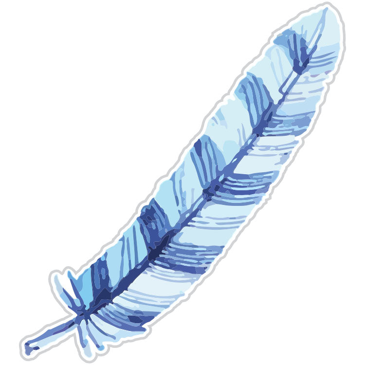 Striped Blue And Purple Single Feather Sticker