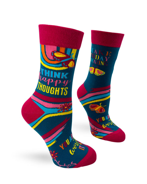 Think Happy Thoughts Make Today Amazing Women's Crew Socks