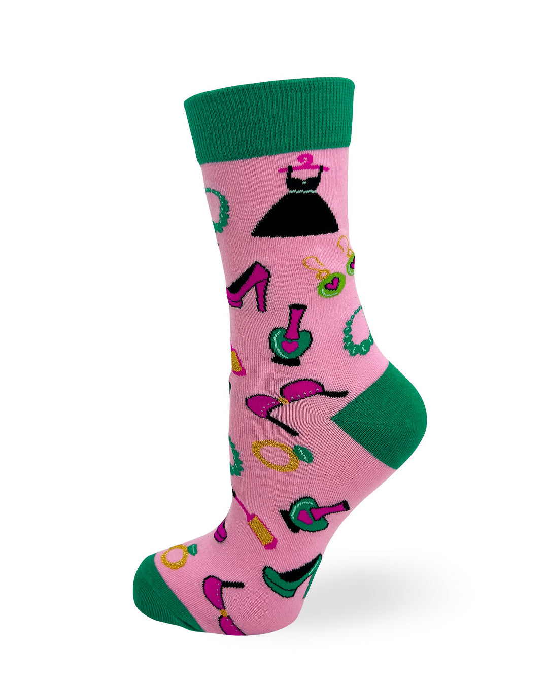 Pink and green novelty socks for women