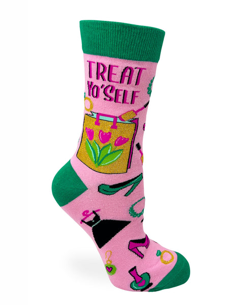 Treat Yo'Self Pink Ladies' Crew Socks