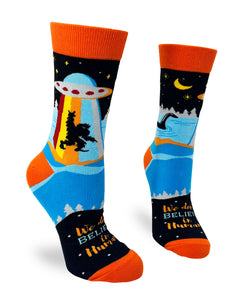 We Don't Believe in Humans Novelty Crew Socks