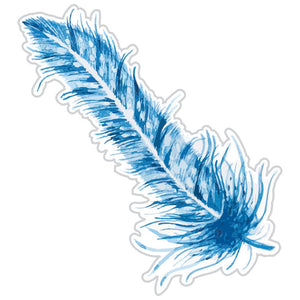 Wispy Blue Single Feather Sticker