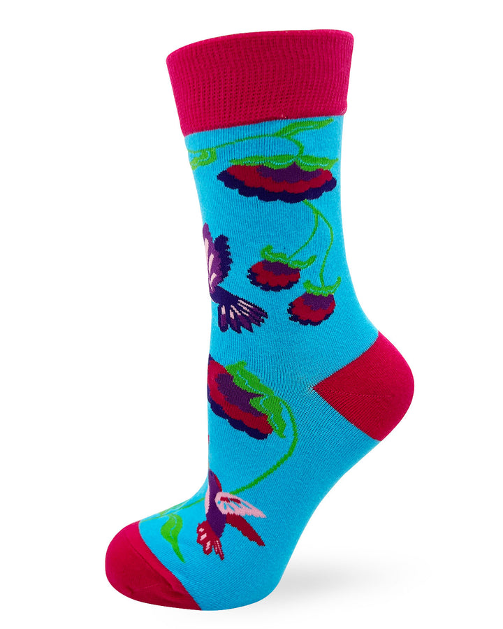 With Brave Wings She Flies Blue and Pink Ladies' Crew Socks