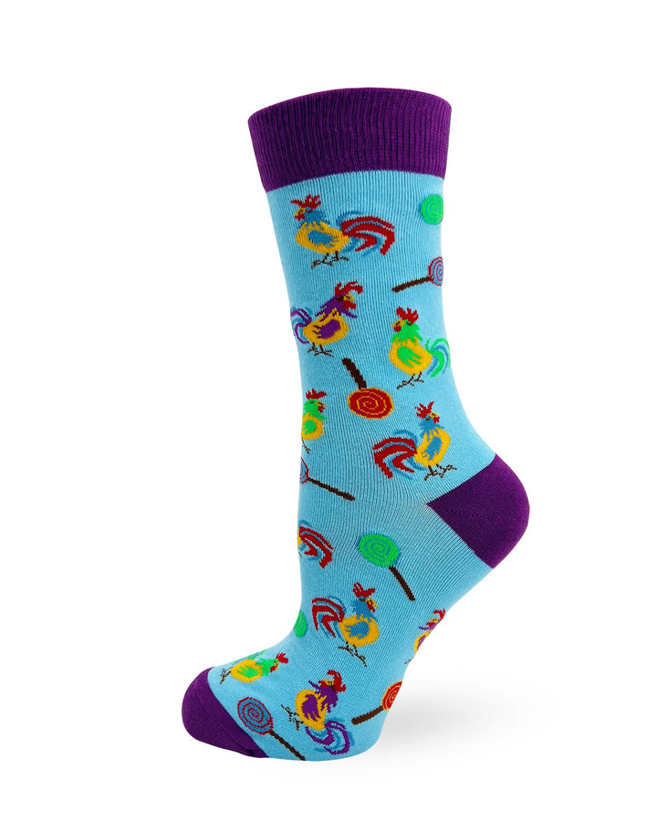 Funny roosters and suckers novelty socks