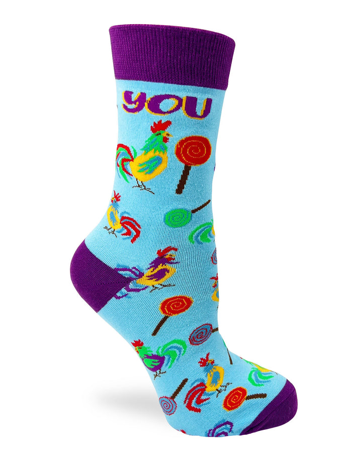 Roosters and suckers women's novelty socks